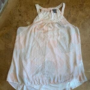 TORRID pink and grey medallion goddess high halter button neck flowy tunic top